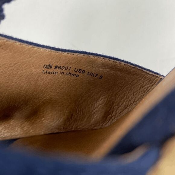 CAbi Isla Espadrille Ankle Wrap Tassel Bohemian Wedge Sandals Navy Blue Size 9 - Picture 8 of 8